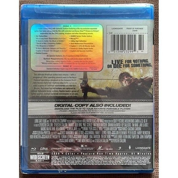 Rambo - Sylvester Stallone (Blu-ray) New Sealed - Picture 2 of 2